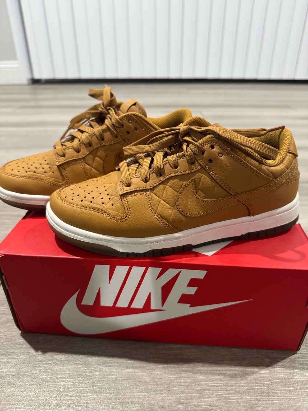 Women’s Nike Dunk Low-Top Sneakers in Wheat Brown with White Midsole